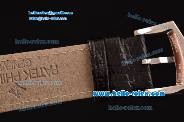 Patek Philippe Calatrava Swiss ETA 2824 Automatic Steel Case with Black Leather Strap Beige Dial - Click Image to Close